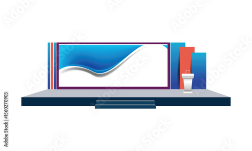 A clean, functional 2d stage setup designed for business conferences and corporate presentations.