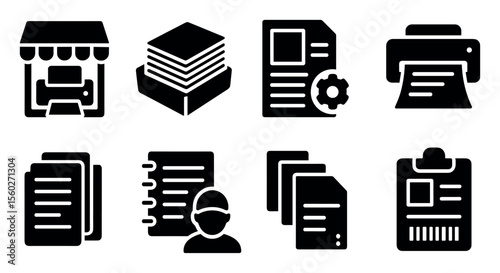 Document, printing filled icon set. office essentials and files filled collection