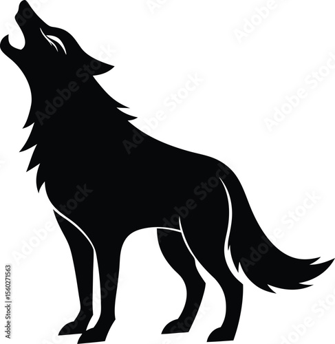 Howling Wolf vector silhouette  Premium AI-generated vector
