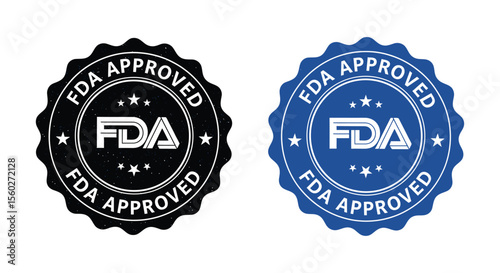 Black and blue fda approved seals with stars stamp