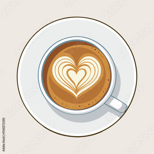  Coffee Cup Heart Symbol love flat illustration with heart outline and flat Vector Design