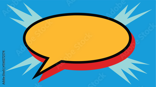 Bold Pop Art Speech Bubble on Blue Background