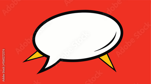 Pop Art Speech Bubble with Spikes on Red Background