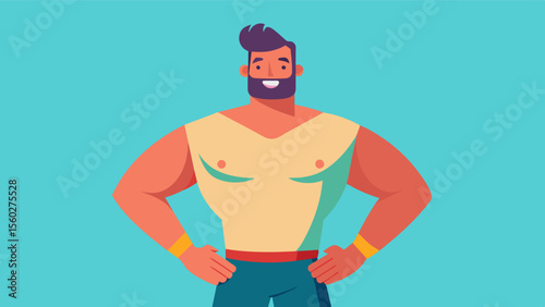 He proudly wears clothes that highlight his physique feeling comfortable and confident in his own skin.. Vector illustration