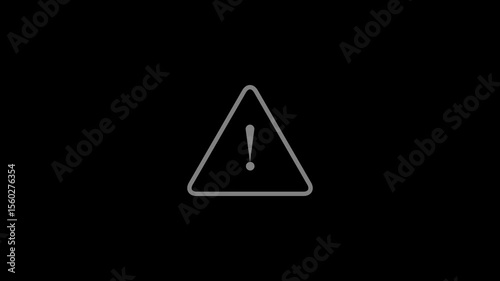 Warning attention icon signal , alert , risk , safety, danger road warning sign animated .Warning alert icon isolated on black background