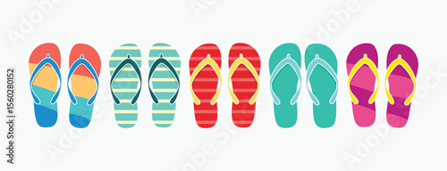 Colorful Flip Flop Sandals Set Vector