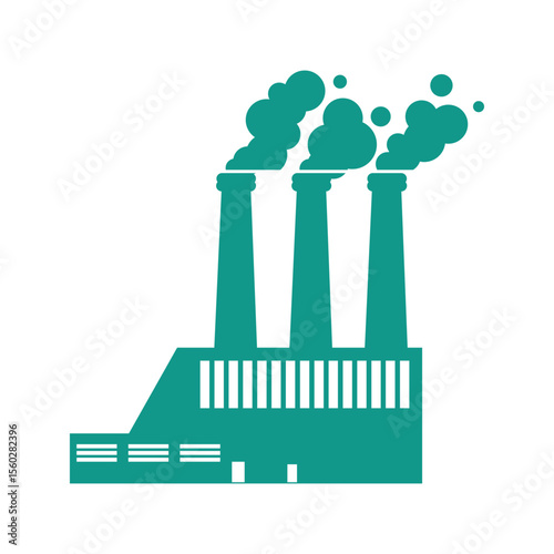 Stylized Oil Refinery Plant Smoking Chimneys