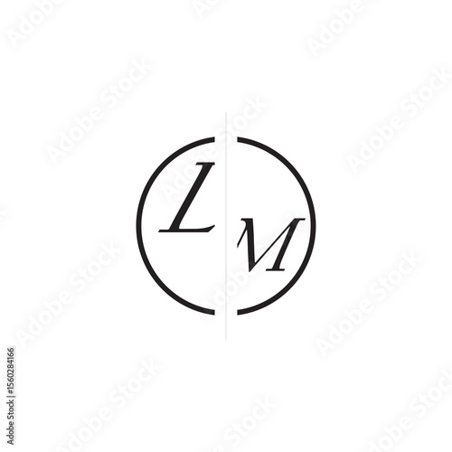 Unique Vector Circled Monogram Simple Logo LM Initial Alphabet Design Alphabet