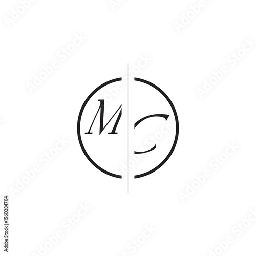 Unique Vector Circled Monogram Simple Logo MC Initial Alphabet Design Alphabet