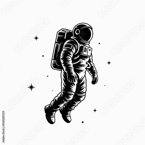 Astronaut floating in space, exploration concept, science, space suit, one person, cosmos