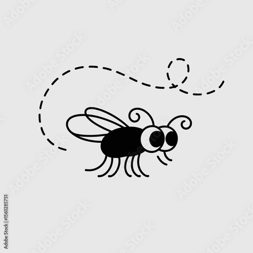Cartoon fly insect flying illustration vector, pest, buzzing, funny, graphic, fly, insect, vector, cartoon, illustration