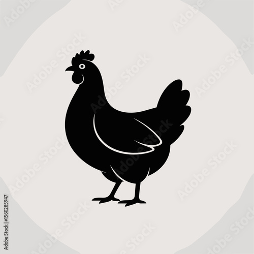 Chicken silhouette vector, farm animal, bird illustration, poultry icon design