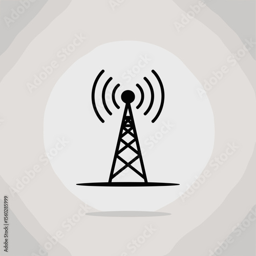 Antenna icon symbol, wireless communication technology, cell tower signal transmission