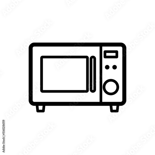 家庭用電子レンジのシンプルな線画ベクターイラスト｜電子レンジ,家電,キッチン,調理機器,線画,ベクター