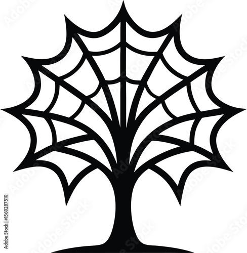 Haunted Forest Spider Web Trees Vector Design