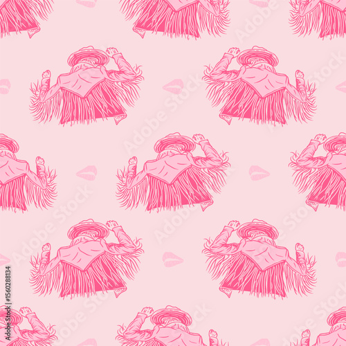 Pink Cowgirl Vintage Western Seamless Pattern, for retro fashion, bold stationery, or themed accessories.