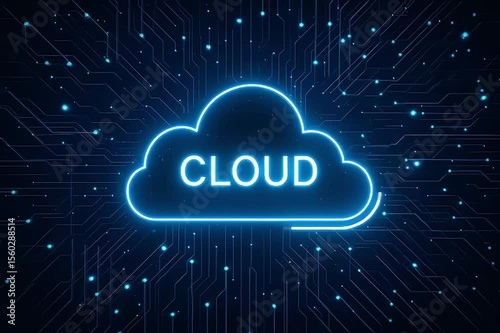 Futuristic Neon Cloud Technology Animation Background with Glowing Circuit Lines and Digital Data Flow – Perfect Visual for Cloud Computing, Big Data, AI, Server Infrastructure, and Network Concepts