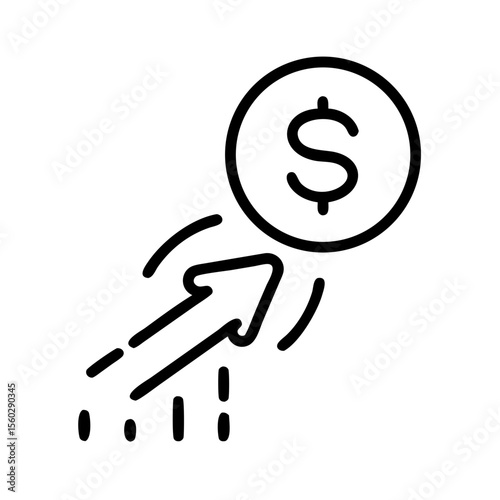 Dollar sign icon with upward arrow indicating financial growth  