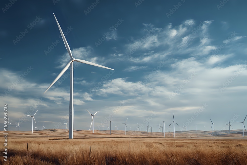 Obraz premium Wind Turbine Farm Sustainable Energy Production