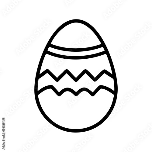 Line art Easter egg with decorative patterns and simple design  