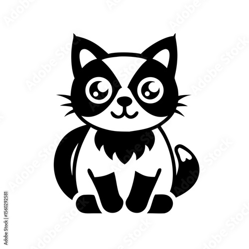 Illustration of a stylized black and white raccoon