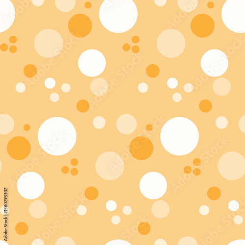 Abstract background of circles. Light orange, beige, white, warm light colors. Simple geometric seamless pattern
