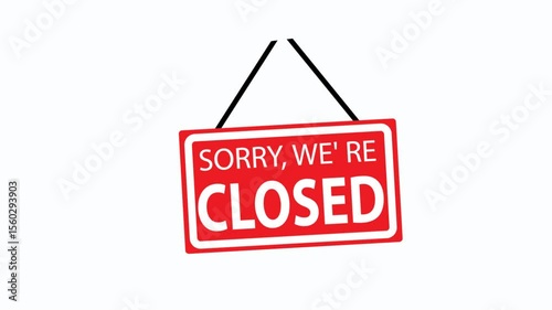 Animation closed sign board swinging in loop. Perfect for store closings, transparent background, motion grahpic, video 4k,