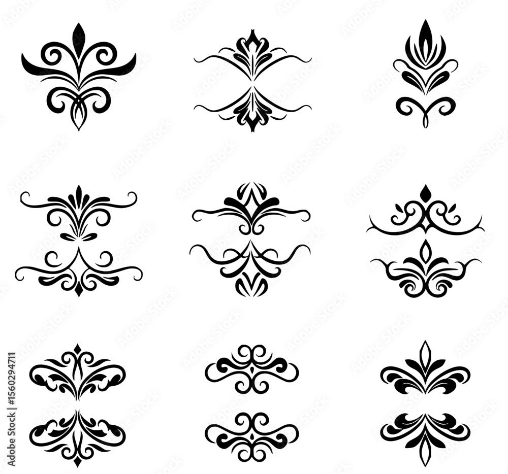 Naklejka premium Elegant Floral Ornament Designs