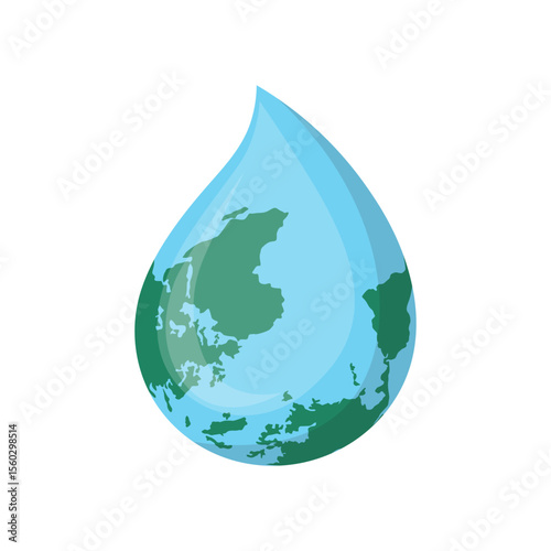 World Water Day Illustration with Flowing Earth. Vector Illustration.