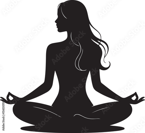 Meditation Woman Silhouette Vector