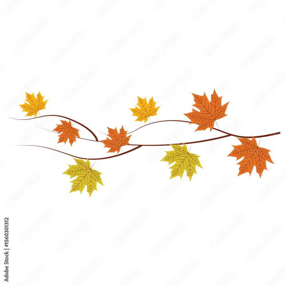 Fototapeta premium Autumn themed floral elements vector, autumn leaf bunting courner
