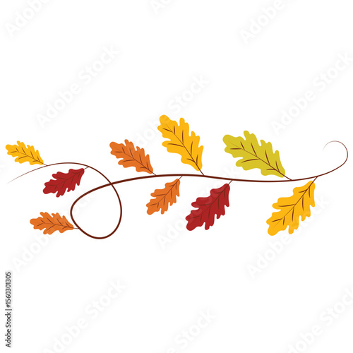 Autumn themed floral elements vector, autumn leaf bunting courner