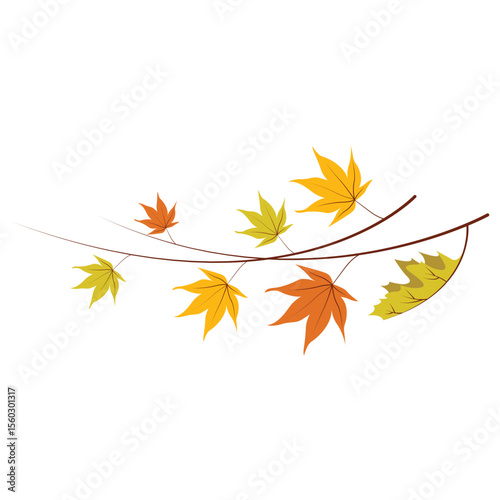 Autumn themed floral elements vector, autumn leaf bunting courner