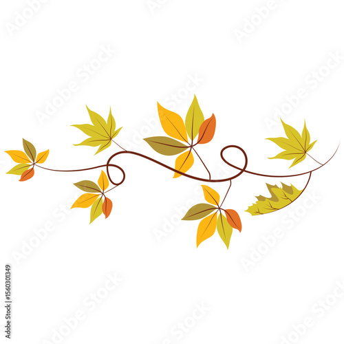 Autumn themed floral elements vector, autumn leaf bunting courner