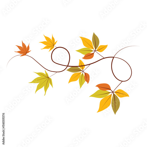 Autumn themed floral elements vector, autumn leaf bunting courner