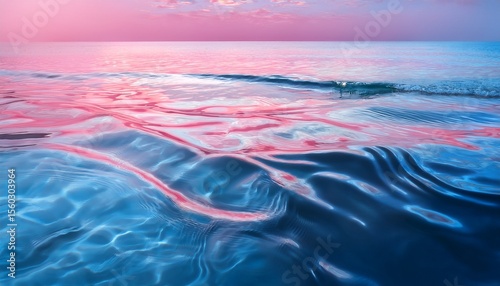 soft pink and blue water surface with gentle undulating ripples and mirrored reflections creates tranquil peaceful vibe