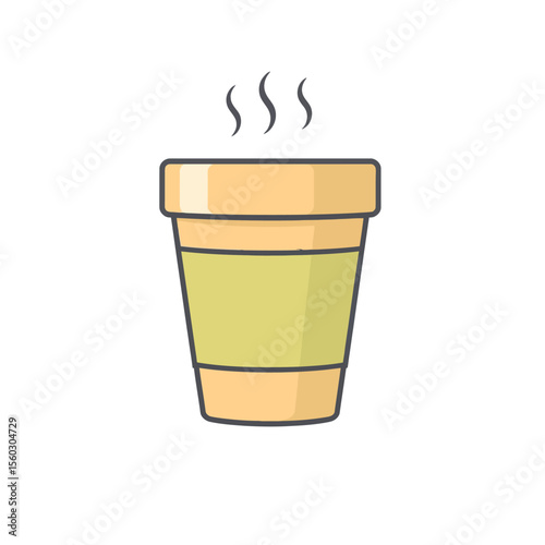 Stylized illustration of a hot beverage in a disposable cup isolated on white background