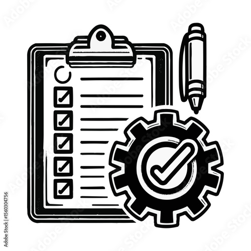 Streamline Your Workflow Checklist and Gear Icon for Optimized Productivity