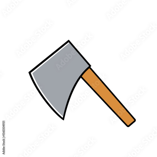 Simple illustration of a sharp metal axe with a wooden handle isolated on white background