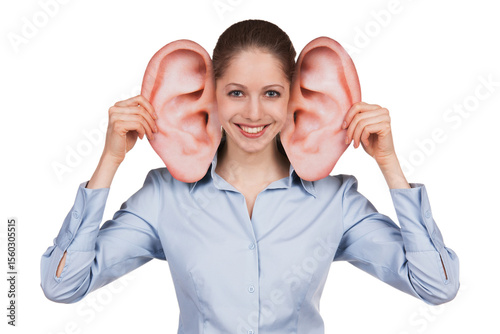Cheerful girl with big funny ears.
