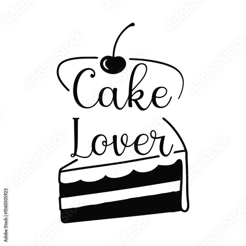 cake lover vector calligraphy with cake logo illustration
