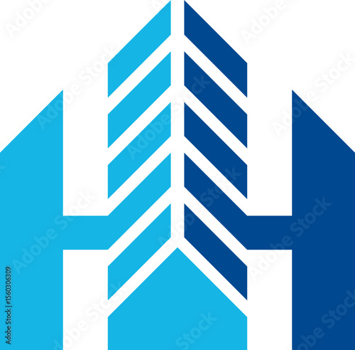 Letter HH Combining with Abstract Building Logo Design