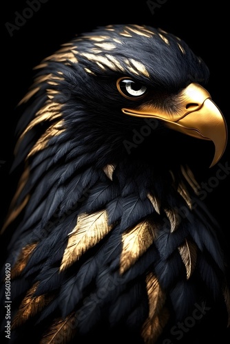 Majestic black and gold eagle portrait