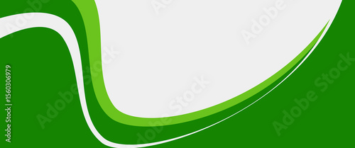 Abstract White and Green wave wide background banner