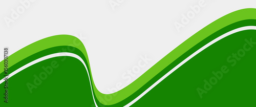 Abstract White and Green wave wide background banner