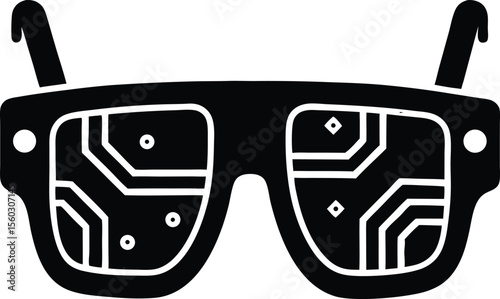 Augmented Vision: Futuristic glasses embody technological innovation, integrating circuits for immersive digital interaction. Capturing the essence of innovation.