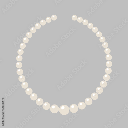 Elegant Pearl Necklace Jewelry Flat Design Vector Illustration - Classic Fashion Accessory Graphic