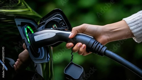 Electric car charging in progress