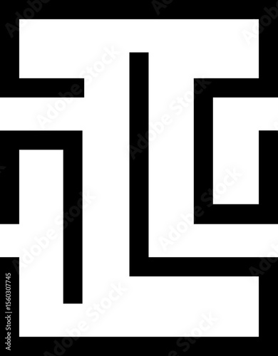 Minimalist Maze Illustration in Black and White