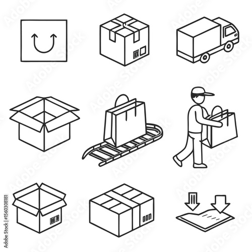 Shipping and Delivery Process Icons